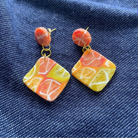 Candied Citrus (Two-Piece Square Studs)