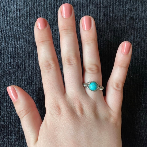 Claire (Silver Howlite Turquoise Ring)